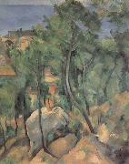 Paul Cezanne, Boulders,Pine trees and sea at l-estaque